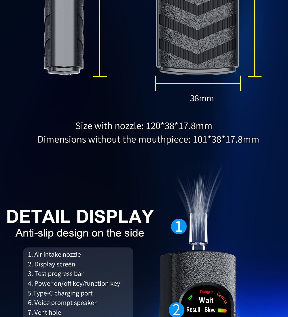 Digital LCD Alcohol Breathalyzer Contactless Portable Detector