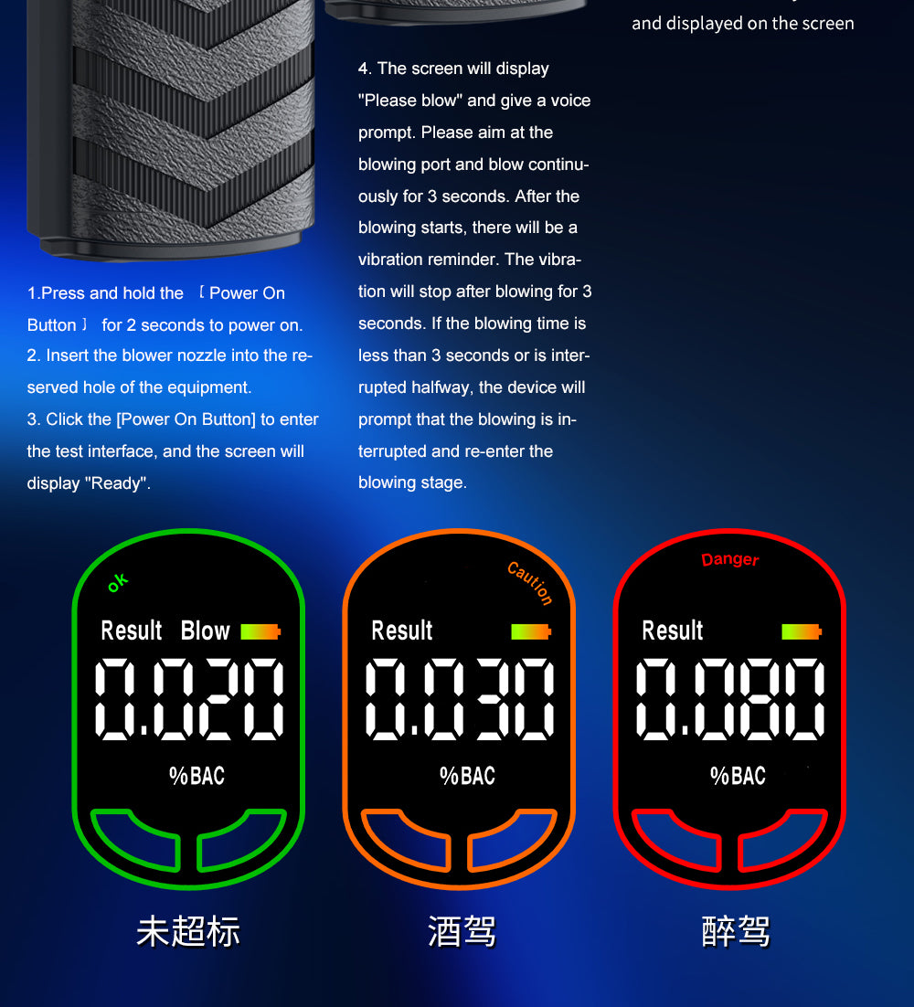 Digital LCD Alcohol Breathalyzer Contactless Portable Detector