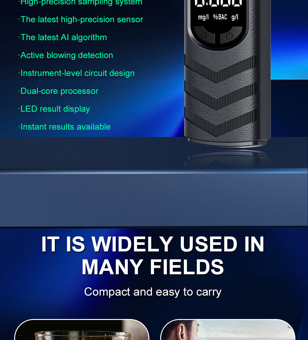 Digital LCD Alcohol Breathalyzer Contactless Portable Detector