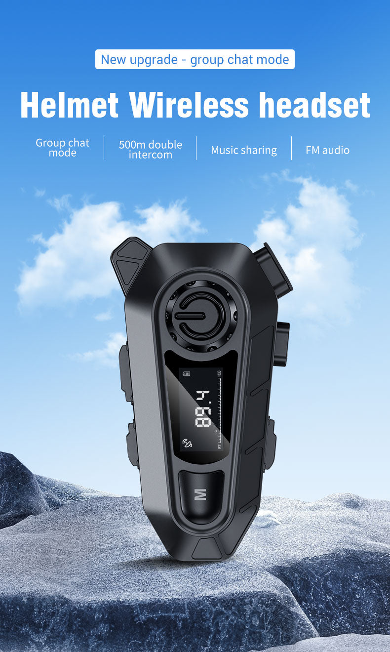 Motorcycle Helmet Bluetooth 5.3 Headset with LCD Intercom