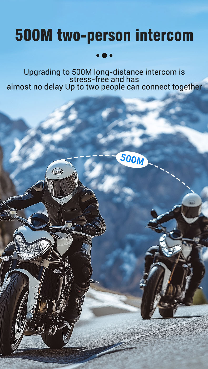 Motorcycle Helmet Bluetooth 5.3 Headset with LCD Intercom