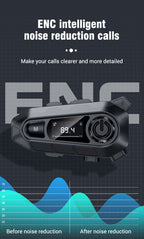 Motorcycle Helmet Bluetooth 5.3 Headset with LCD Intercom