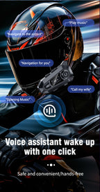 Motorcycle Helmet Bluetooth 5.3 Headset with LCD Intercom