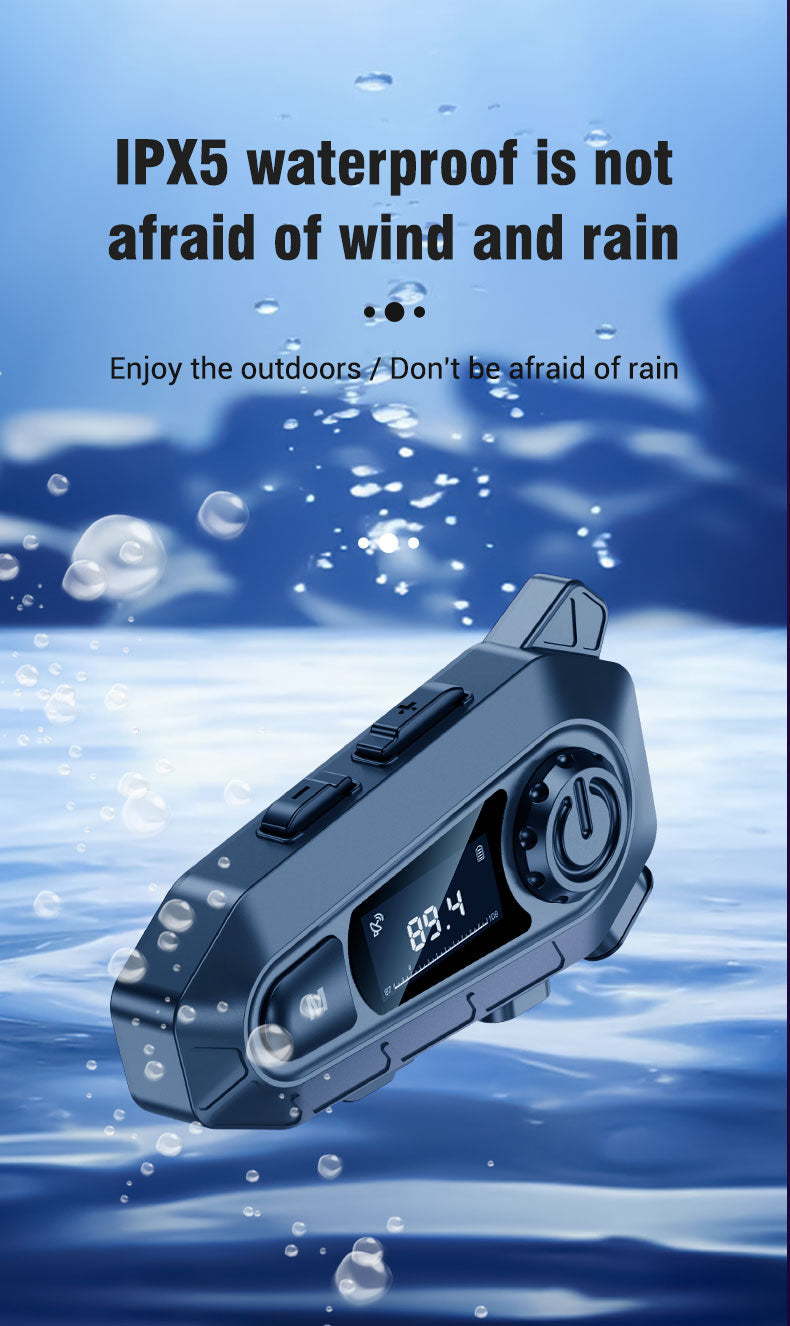 Motorcycle Helmet Bluetooth 5.3 Headset with LCD Intercom