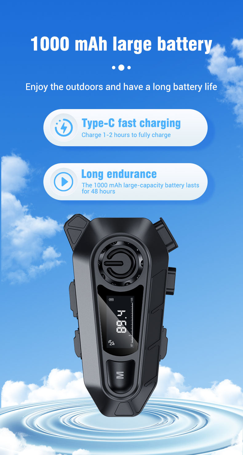 Motorcycle Helmet Bluetooth 5.3 Headset with LCD Intercom