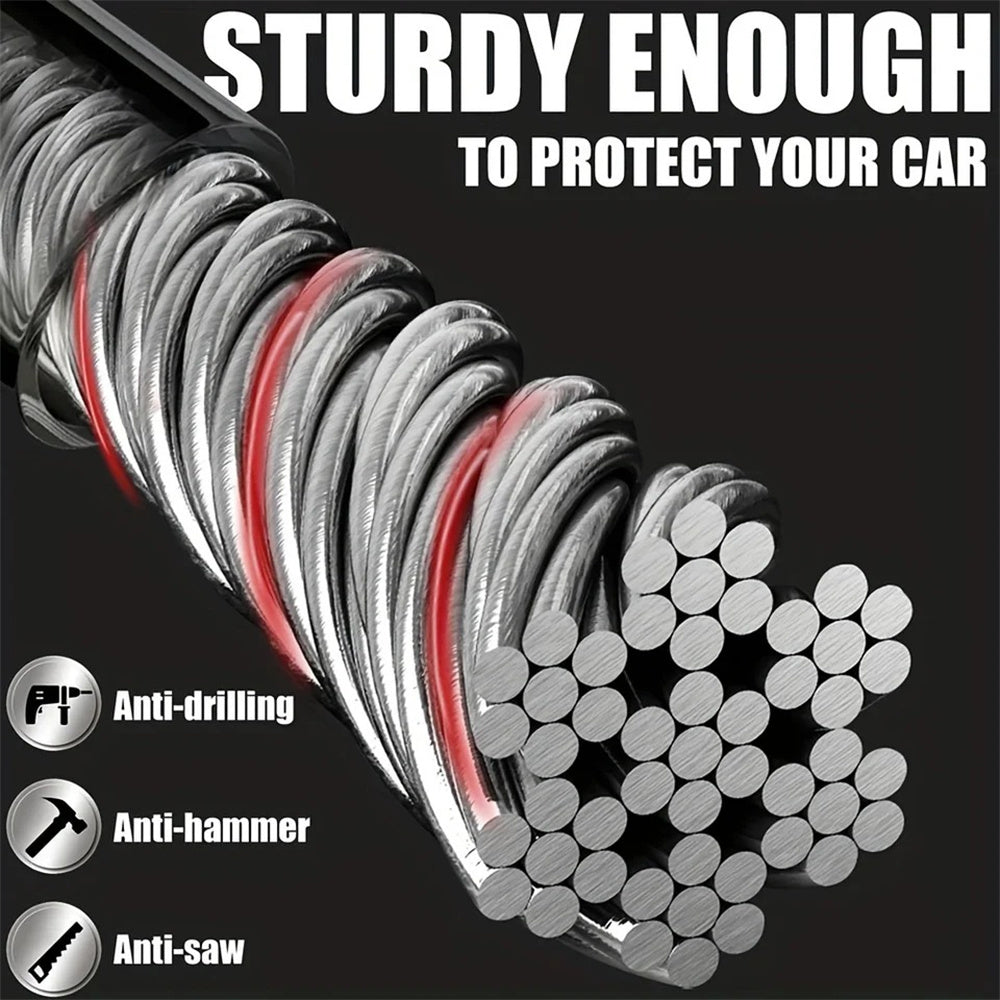 Braided Steel Car Steering Wheel Lock with Seatbelt Buckle