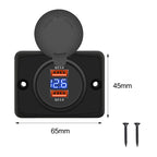 12V 24V Dual USB PD and QC3.0 Fast Charger Socket with LED Voltmeter