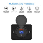 12V 24V Dual USB PD and QC3.0 Fast Charger Socket with LED Voltmeter