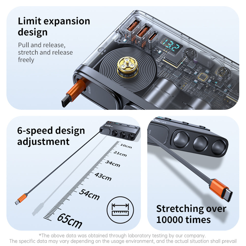 228W 9 Port Car Cigarette Lighter Splitter with Retractable PD Cable