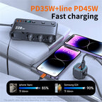 228W 9 Port Car Cigarette Lighter Splitter with Retractable PD Cable