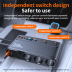 228W 9 Port Car Cigarette Lighter Splitter with Retractable PD Cable