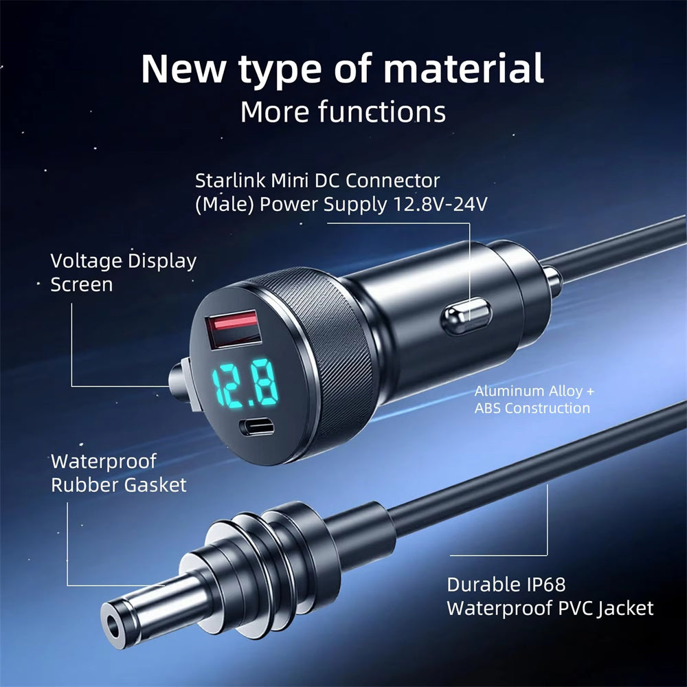 163W Car Charger Adapter for Starlink Mini with USB-C and DC Cable - 13