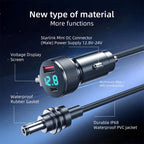 163W Car Charger Adapter for Starlink Mini with USB-C and DC Cable