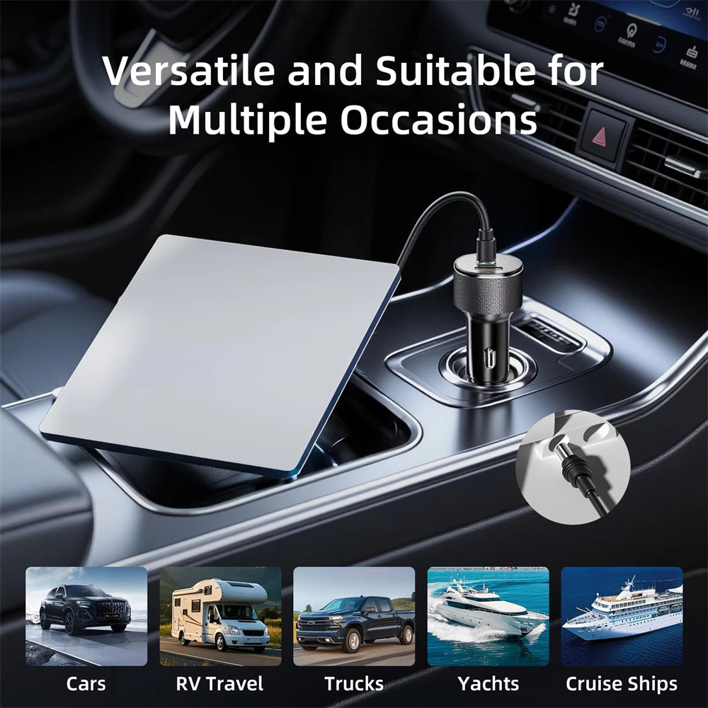163W Car Charger Adapter for Starlink Mini with USB-C and DC Cable - 12