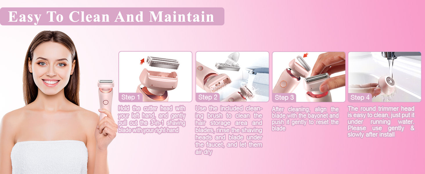 2-in-1 Electric Shaver for Women Wet and Dry Hair Remover - 9