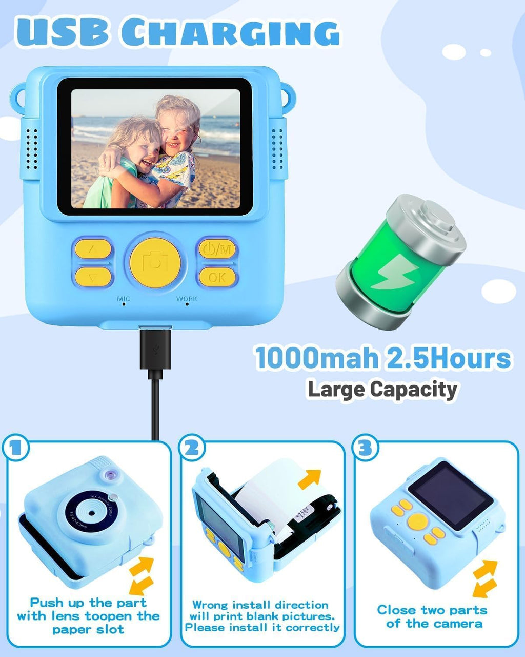 Instant Print Camera for Kids