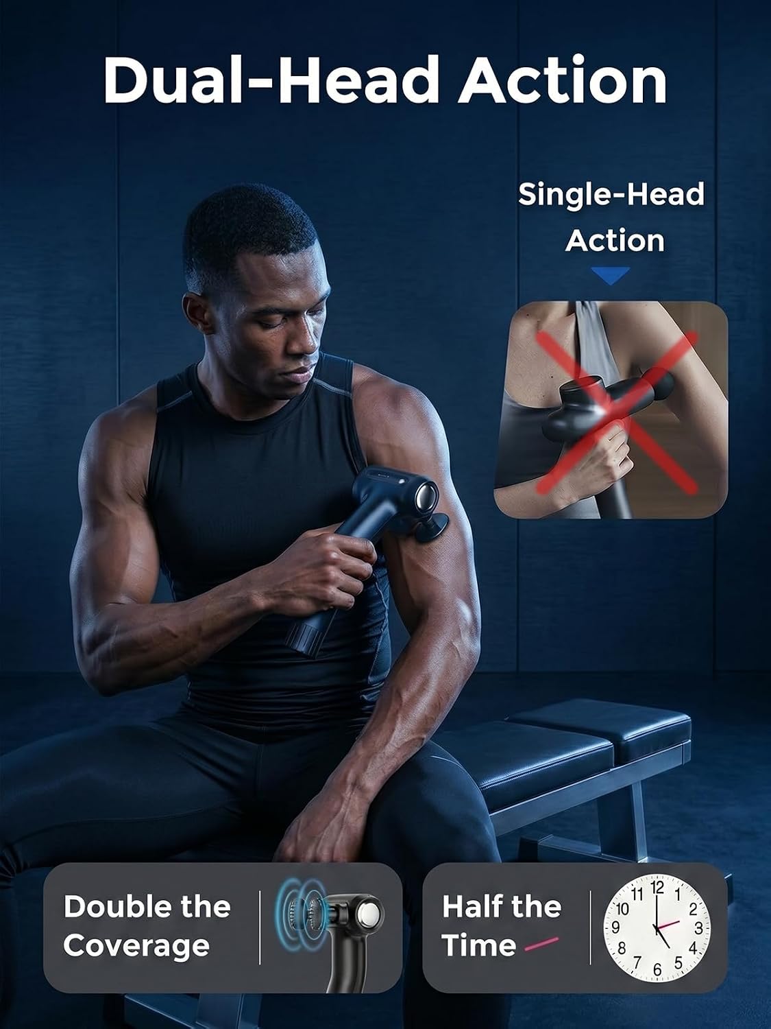 Dual Head Handheld Percussion Muscle Massage Gun - 8