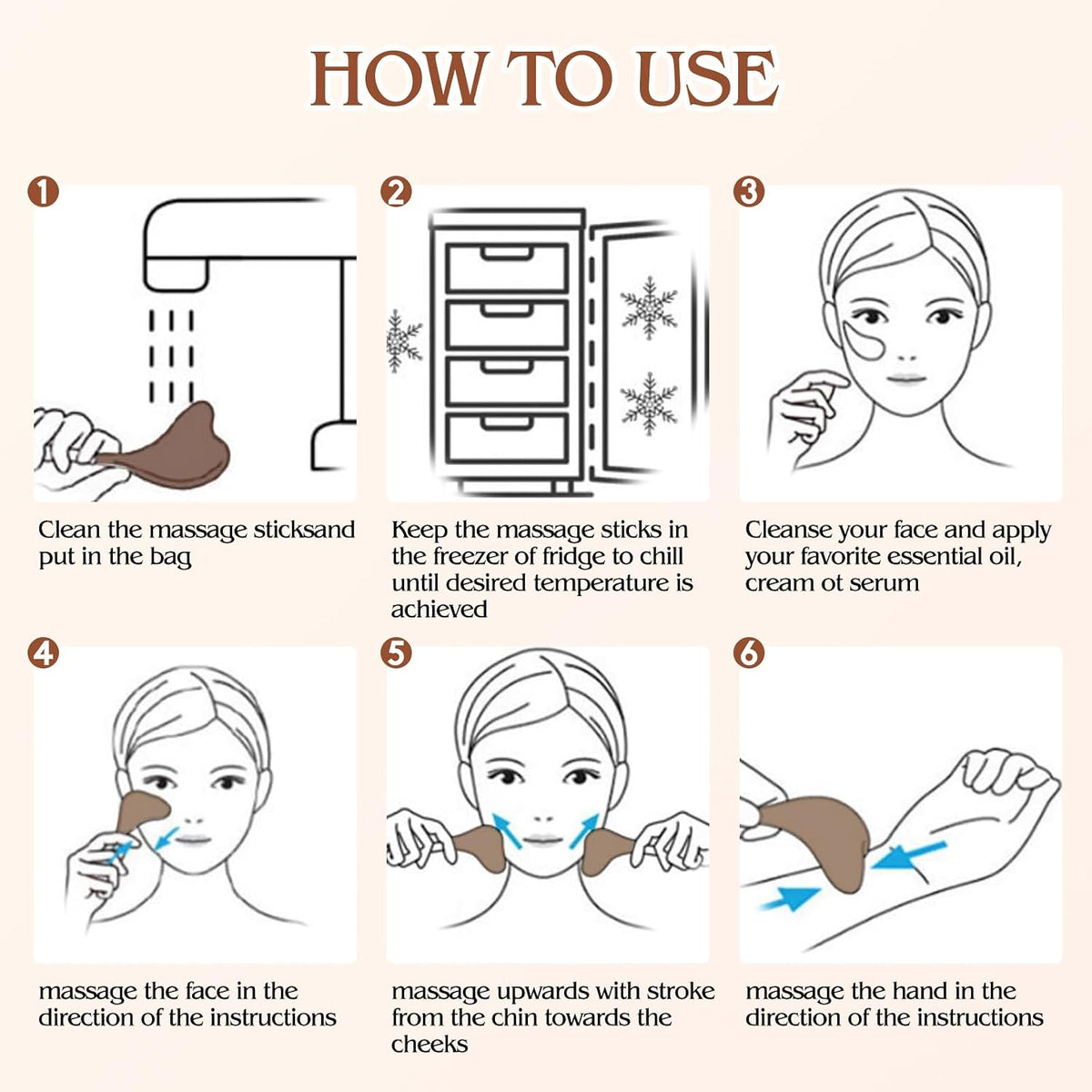 Stainless Steel Gua Sha Facial Cooling Massage Sticks