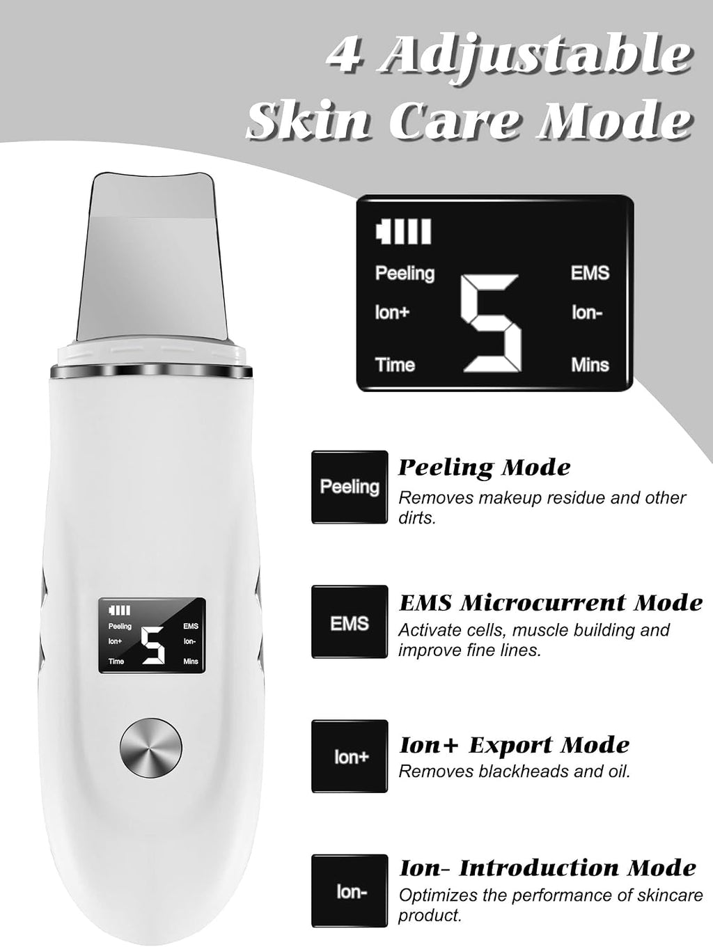 Ultrasonic Facial Skin Scrubber and Pore Cleanser