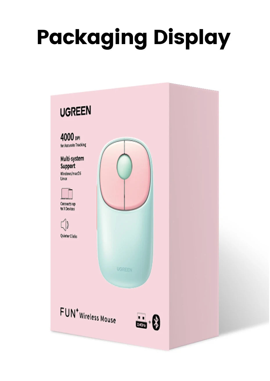Slim Rechargeable Wireless Mouse with Bluetooth and 4000 DPI