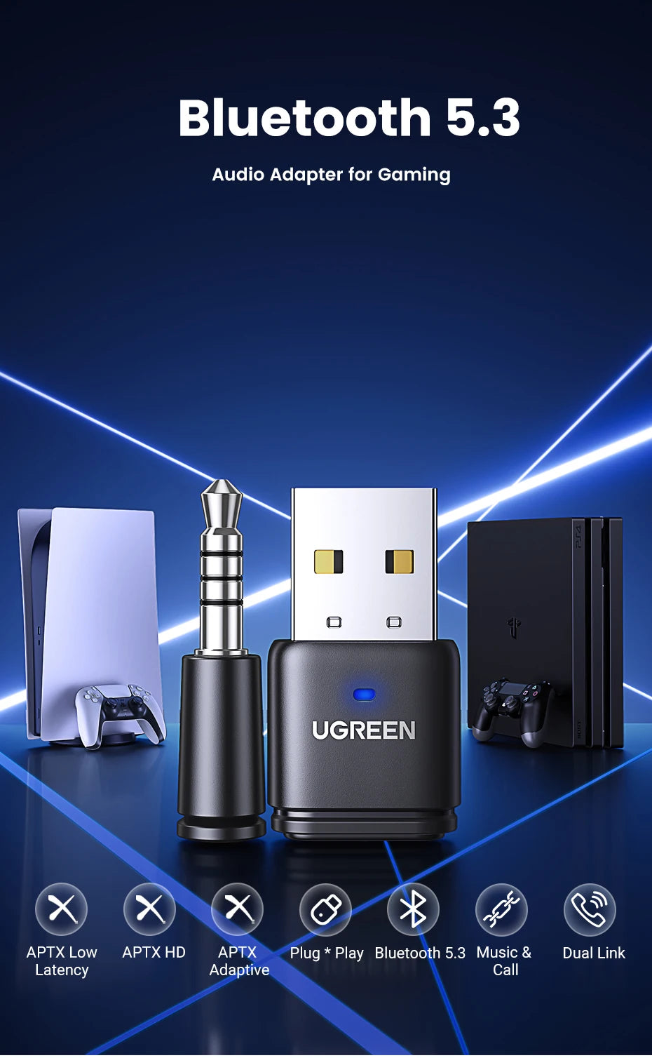 Bluetooth 5.3 Audio Transmitter for Gaming Consoles and PC - 7