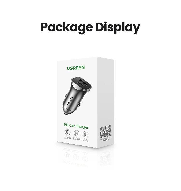 Dual Port 30W Fast Car Charger with USB-C and USB-A