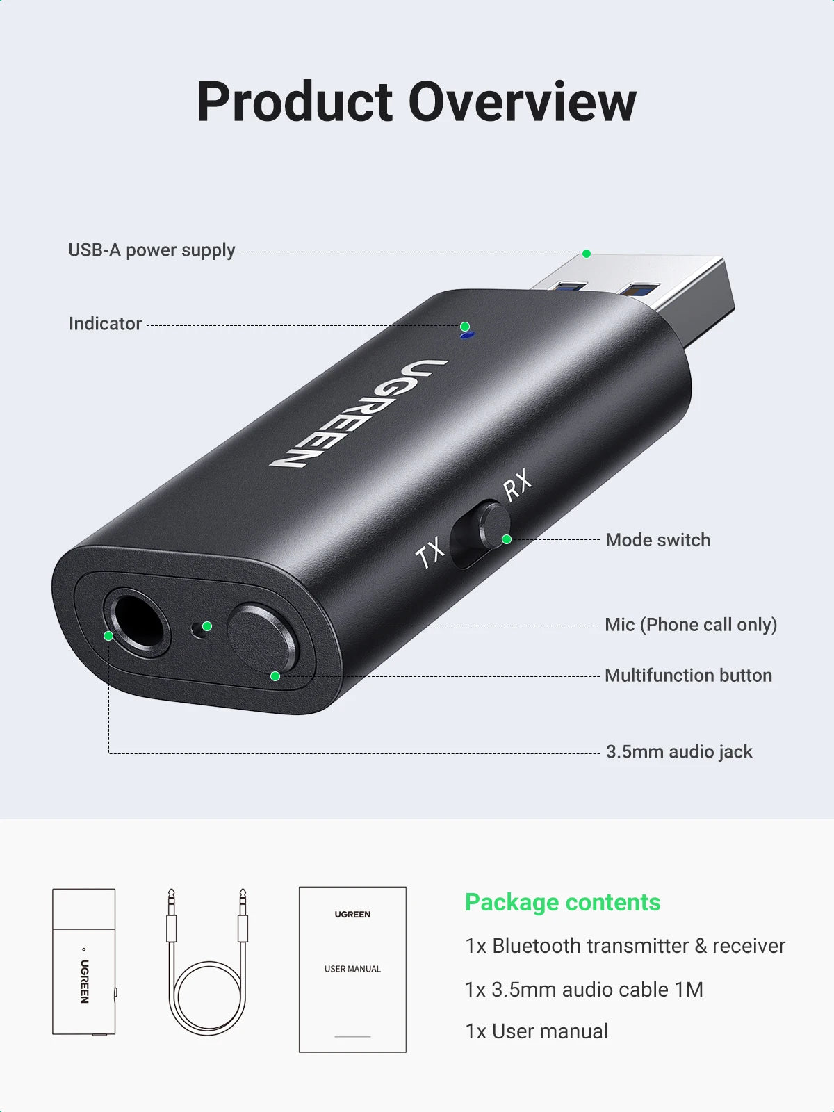 2-in-1 Bluetooth 5.1 Transmitter and Receiver Adapter - 18