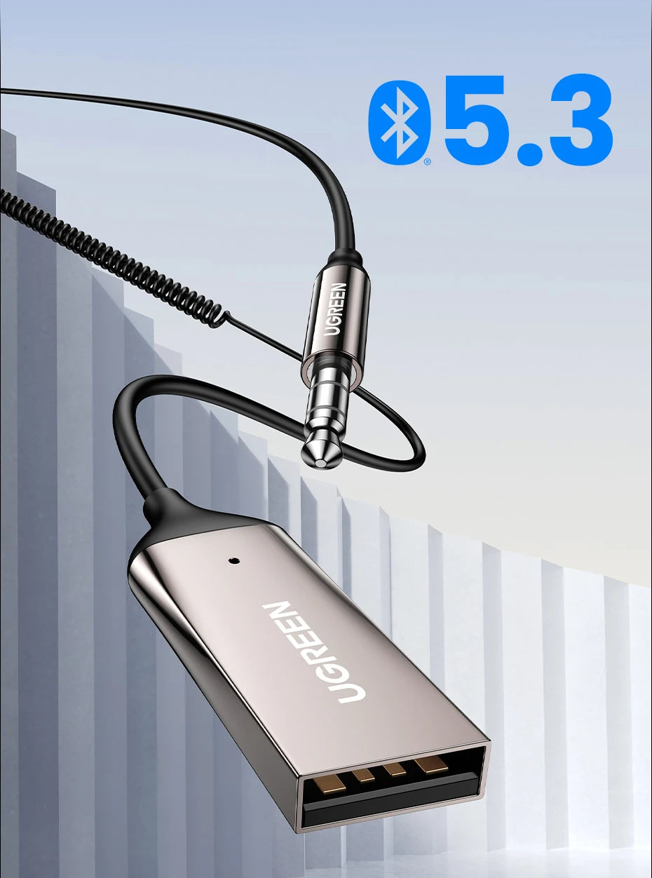 Bluetooth 5.3 Car Audio Receiver Adapter with 3.5mm AUX Jack