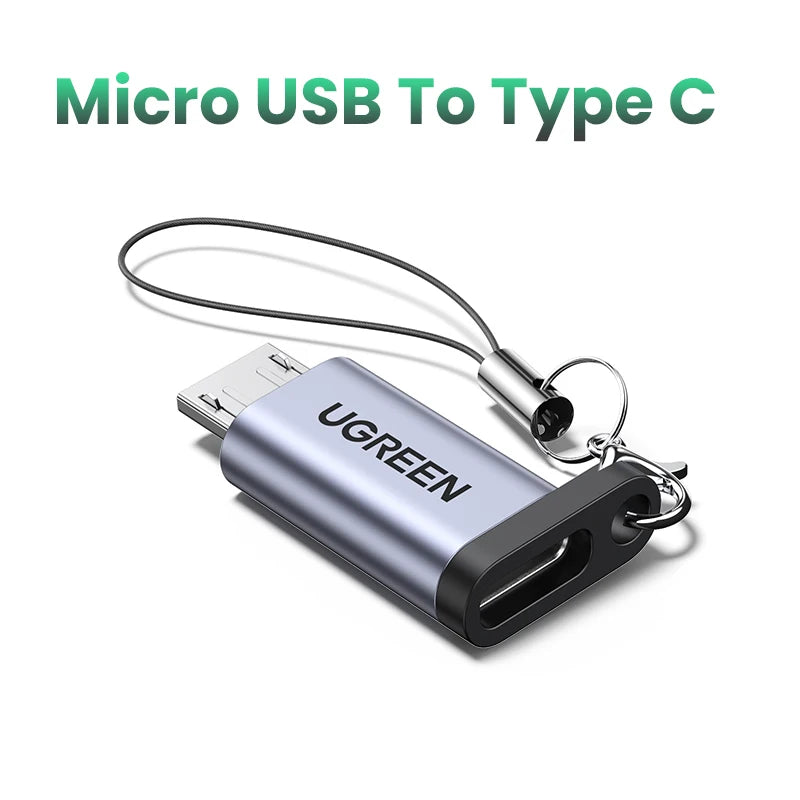 Micro USB Male to Type-C Female Charging and Data Adapter