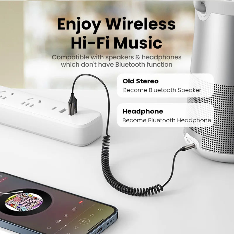 Bluetooth 5.3 Wireless Audio Receiver Adapter for Car AUX