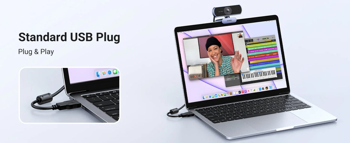 1080P HD USB Webcam with Dual Microphones for Laptop and PC
