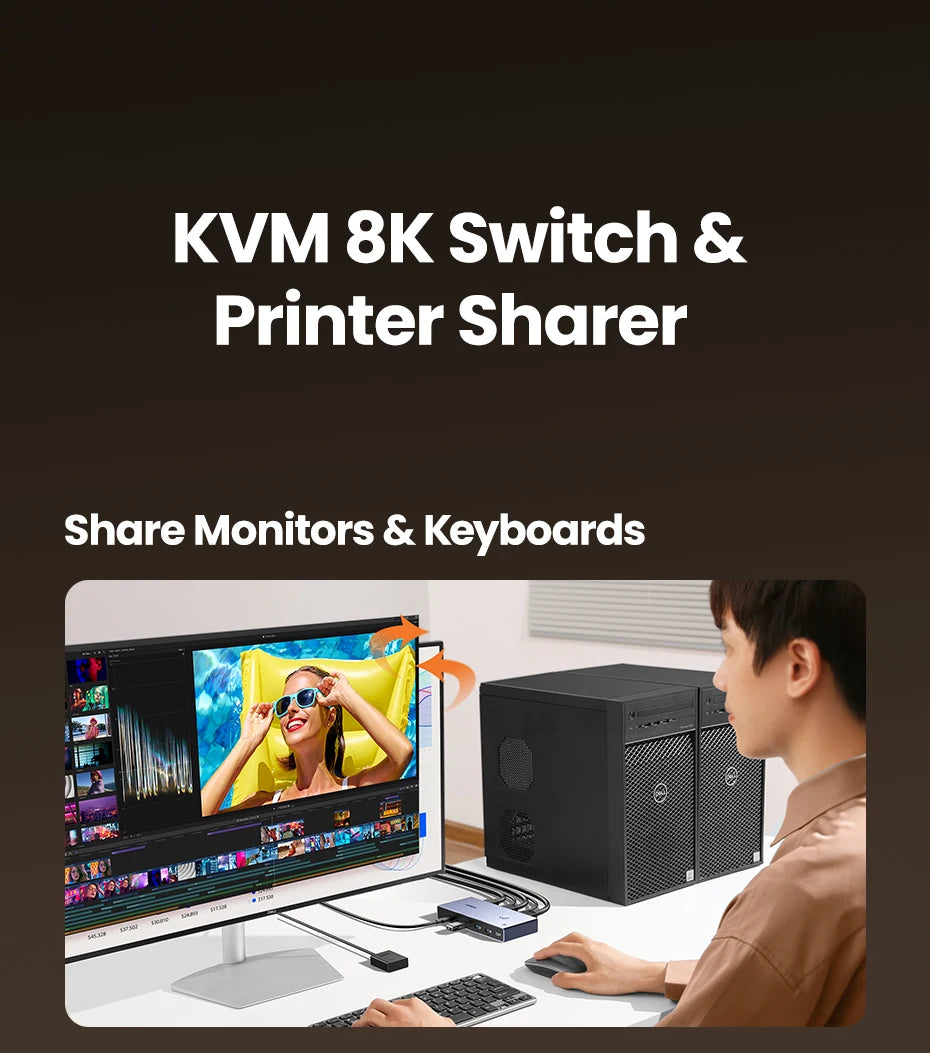8K 60Hz DisplayPort 1.4 KVM Switch for Dual Computers - 11
