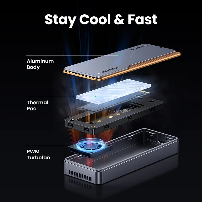 40Gbps USB4 NVMe M.2 SSD Enclosure with Aluminum Cooling Case - 3