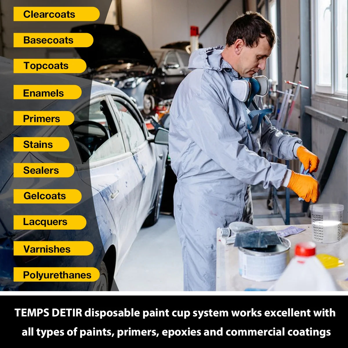 600ml Disposable Paint Mixing Cup System for Spray Guns - 6