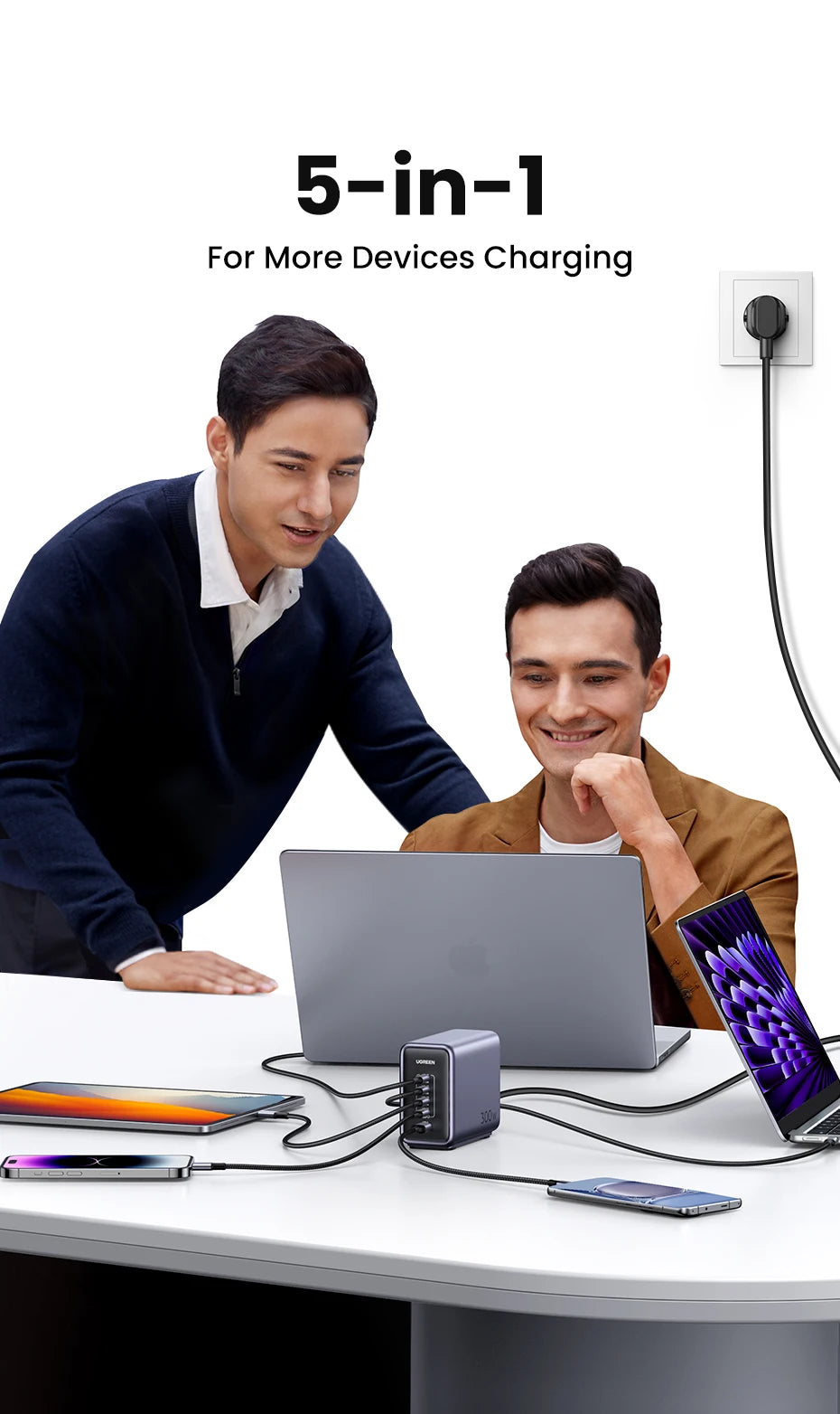 300W GaN Desktop Charging Station for Laptops and Smartphones - 9