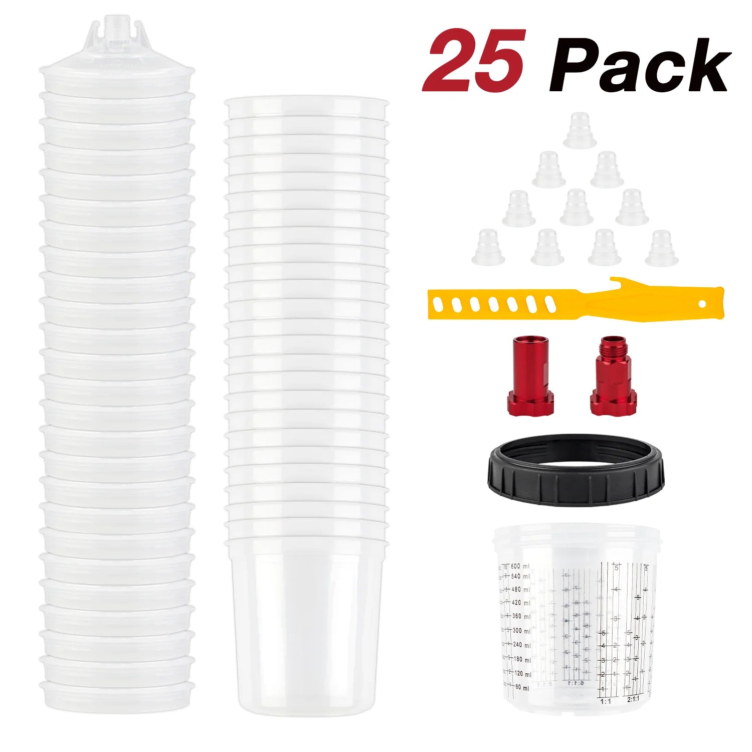 600ml Disposable Paint Mixing Cup System for Spray Guns - 7