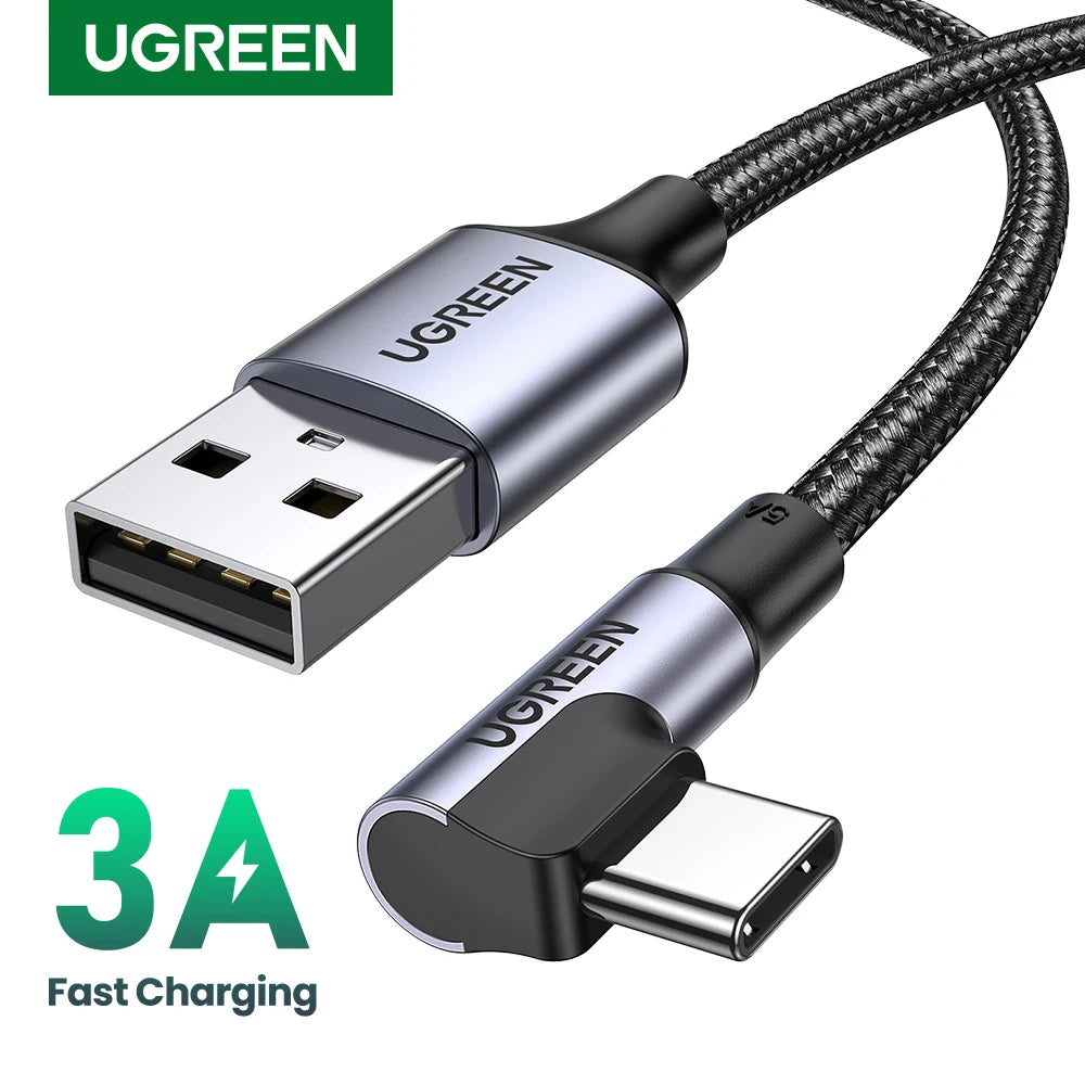 90 Degree Right-Angle USB-C Fast Charging Data Cable