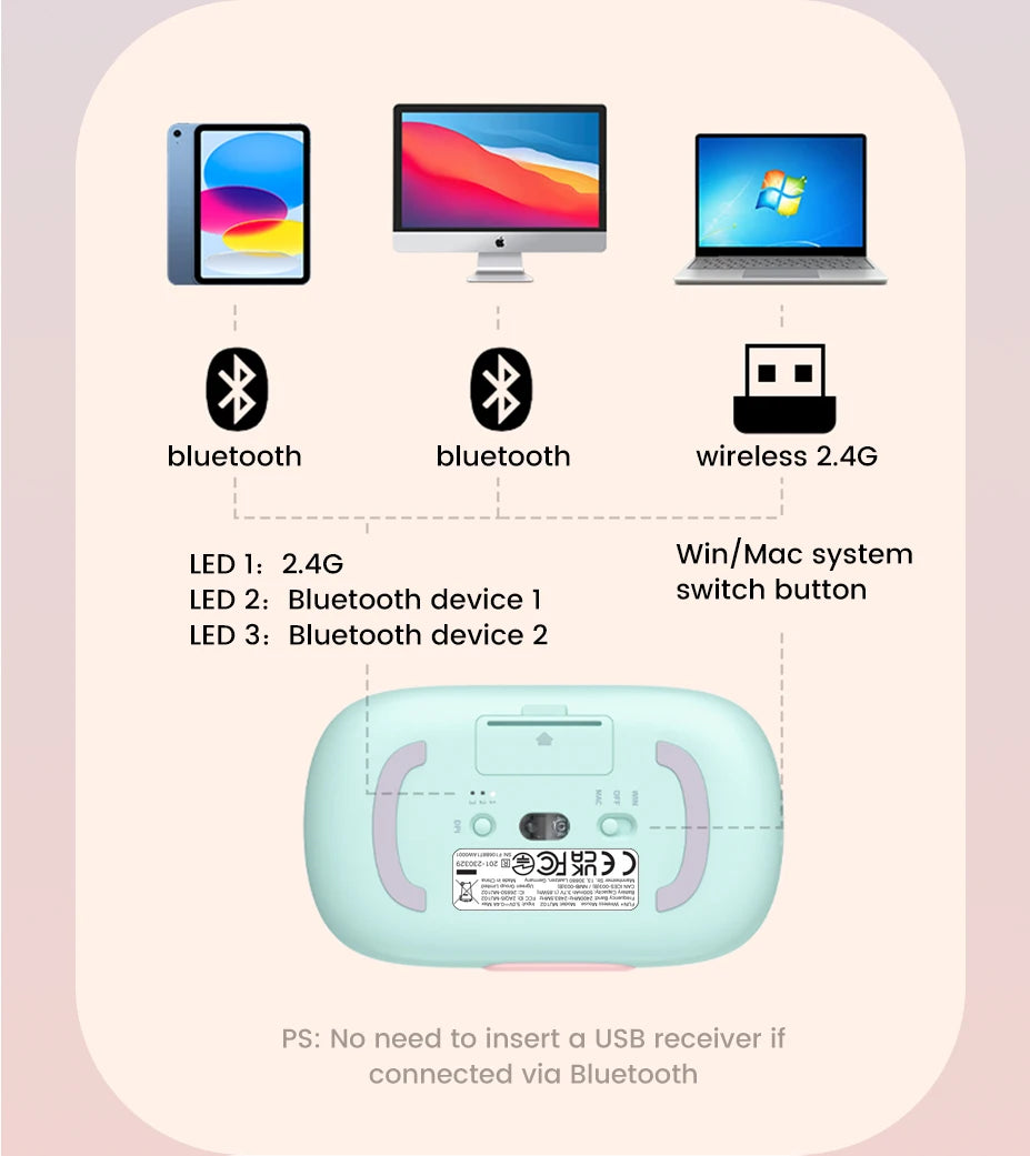 Slim Rechargeable Wireless Mouse with Bluetooth and 4000 DPI - 10
