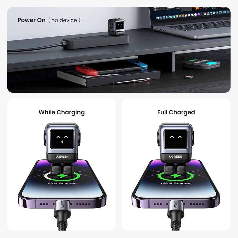 65W GaN USB-C Robot Fast Charger for Laptops and Smartphones - 5