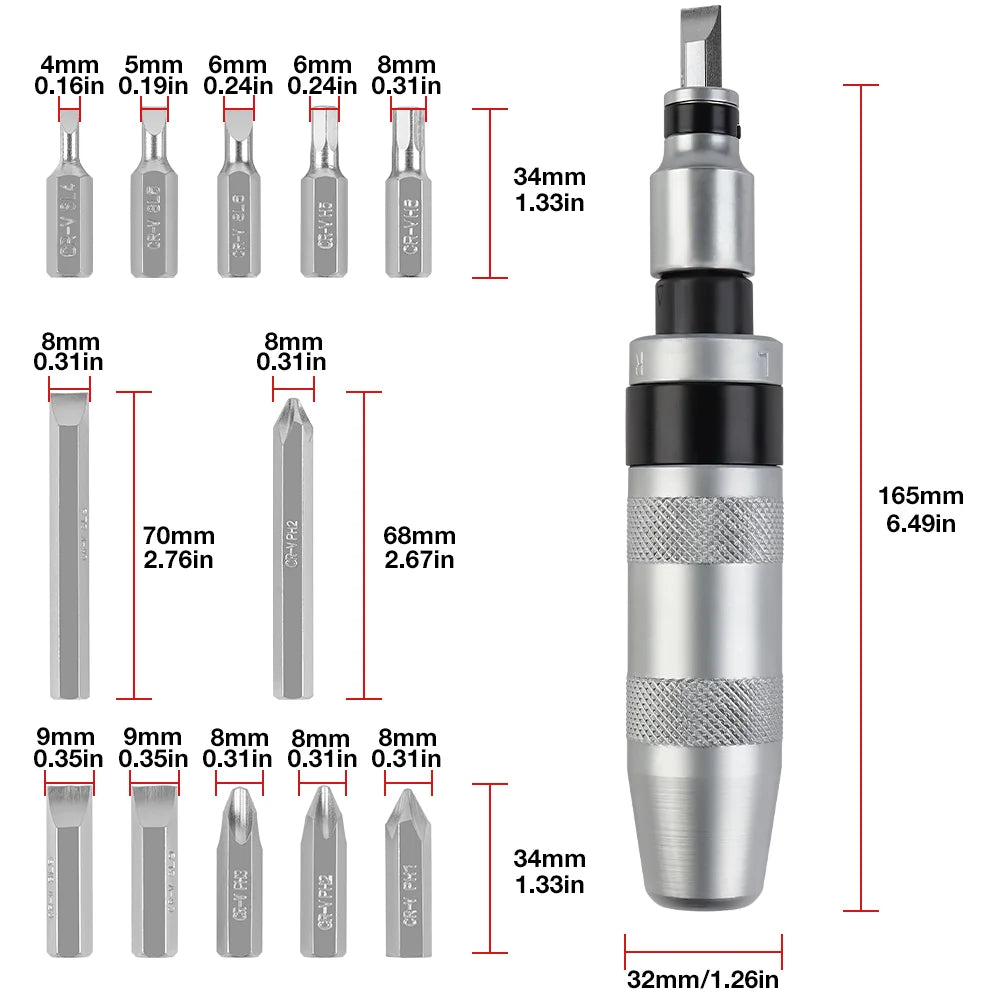 Manual Impact Screwdriver Set for Removing Stuck Screws - 3