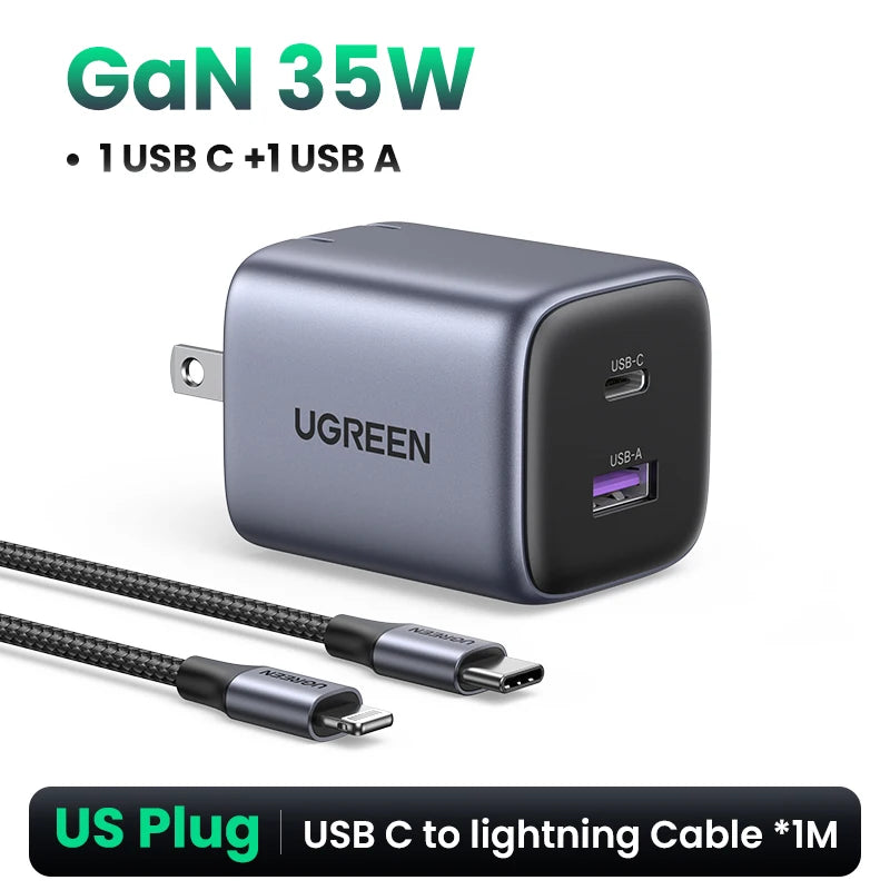 35W Dual Port GaN Fast Wall Charger for iPhone and Android - 25