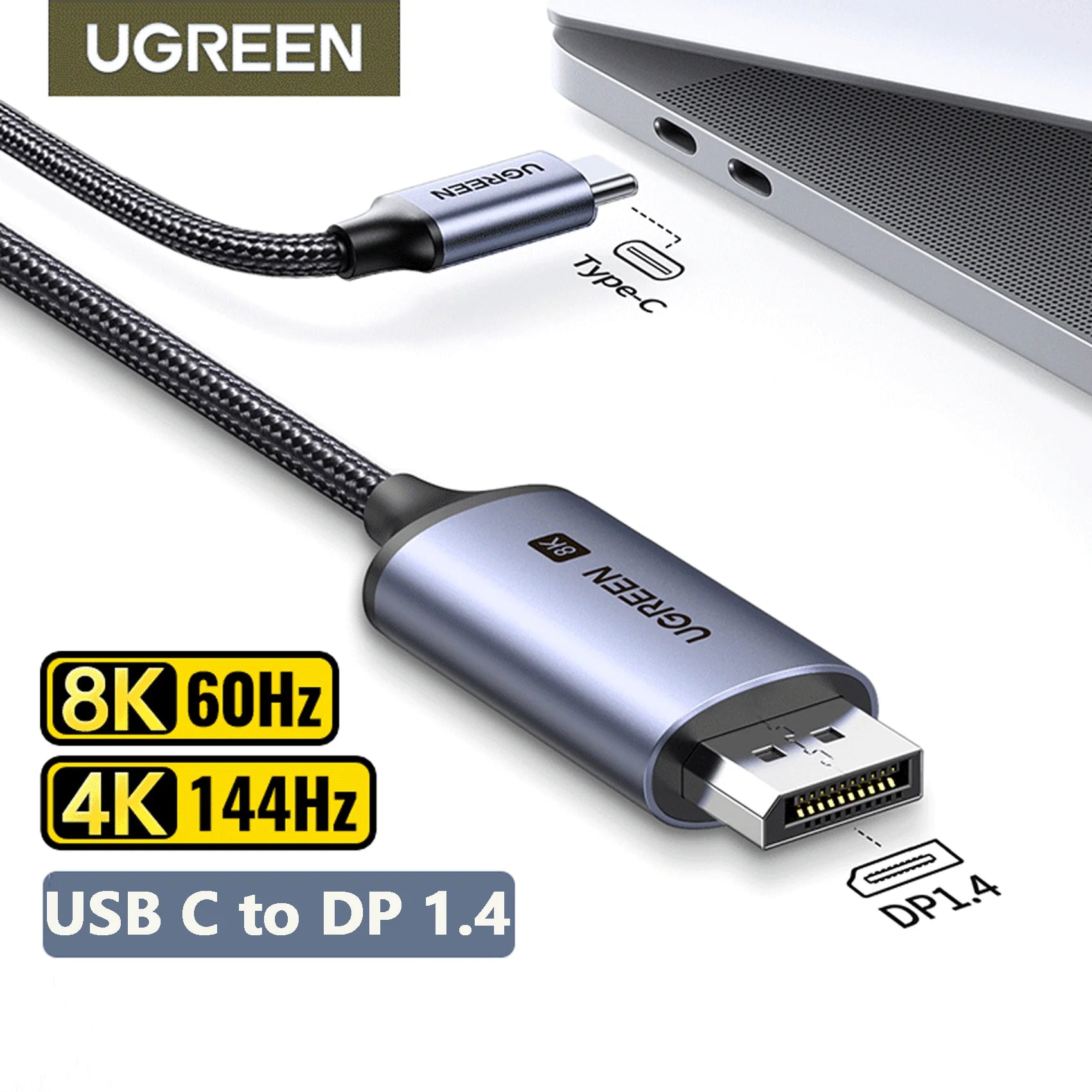 USB-C to DisplayPort 1.4 Cable for 8K 60Hz Ultra HD Video - 1