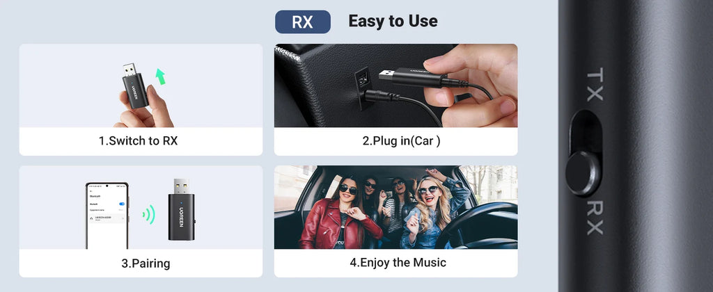 2-in-1 Bluetooth 5.1 Wireless Audio Transmitter and Receiver Adapter