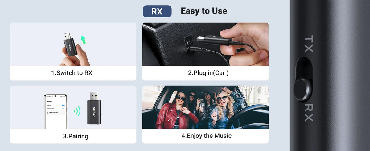 2-in-1 Bluetooth 5.1 Car Transmitter and Receiver Adapter