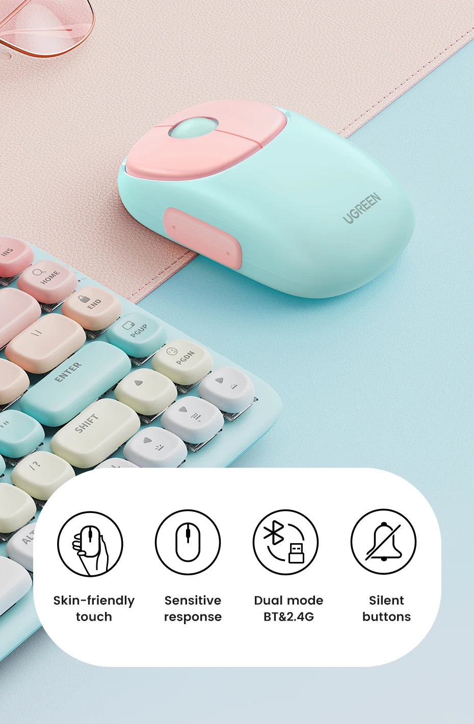 Slim Rechargeable Wireless Mouse with Bluetooth and 4000 DPI - 7
