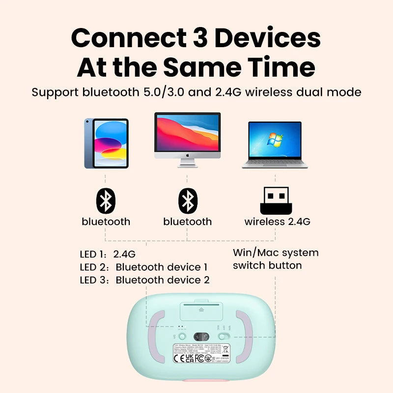 Slim Rechargeable Wireless Mouse with Bluetooth and 4000 DPI