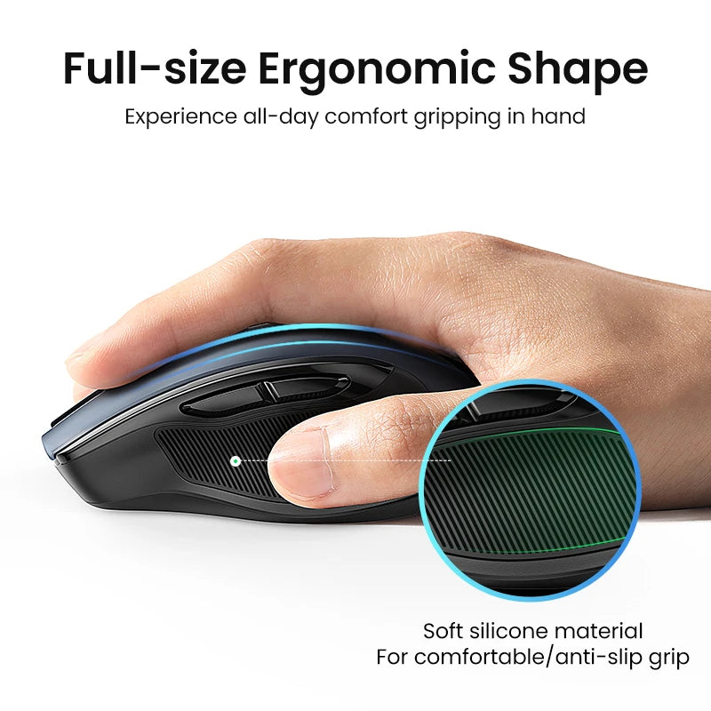 Ergonomic Dual-Mode Bluetooth 5.0 & 2.4G Silent Wireless Mouse
