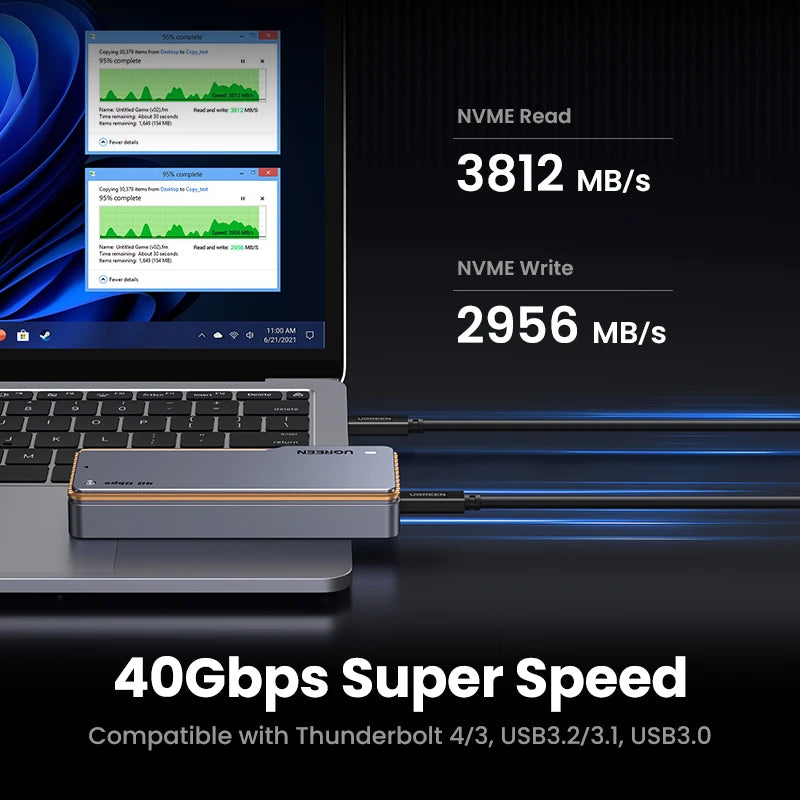 40Gbps USB4 NVMe M.2 SSD Enclosure with Aluminum Cooling Case