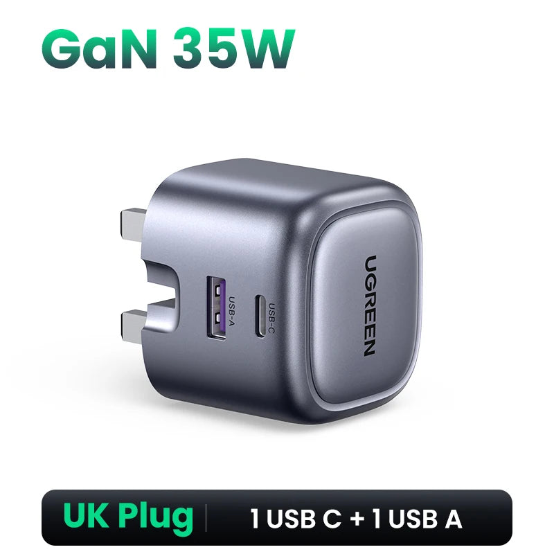 35W Dual Port GaN Fast Wall Charger for iPhone and Android