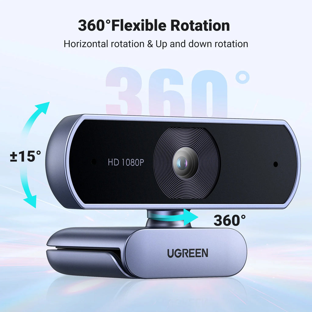 1080P HD USB Webcam with Dual Microphones for Laptop and PC